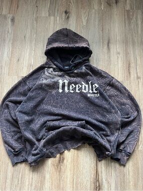 Vintage Y2K Needle Seattle Grunge Hoodie - Heavy Distressing Size Xl